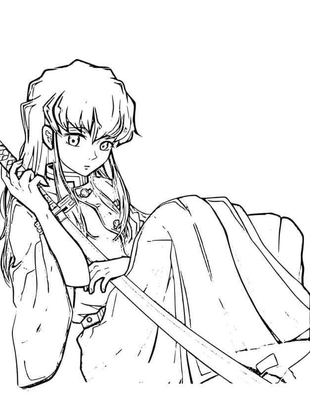 時透無一郎 無料で ぬりえ