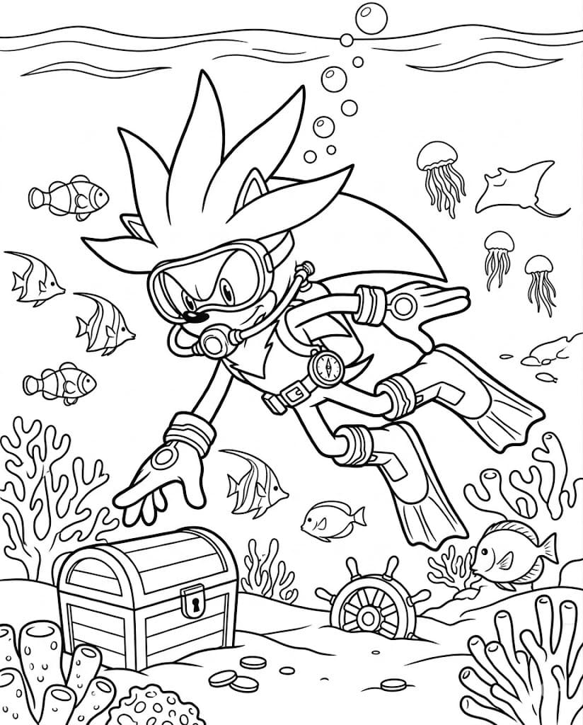 シルバー・ザ・ヘッジホッグ 印刷可能 ぬりえ