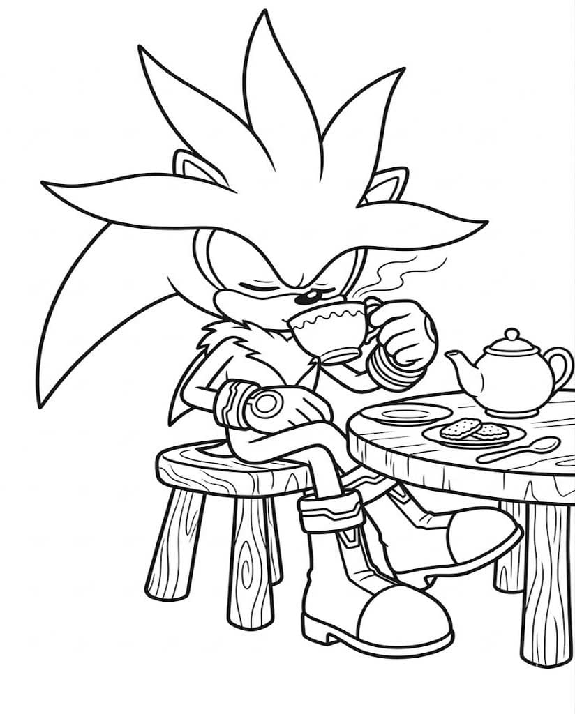 シルバー・ザ・ヘッジホッグ 単純 ぬりえ