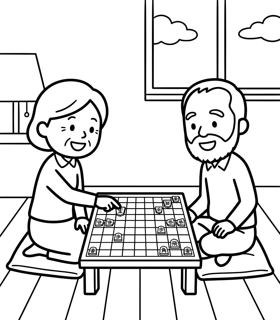 将棋 基本的な ぬりえ