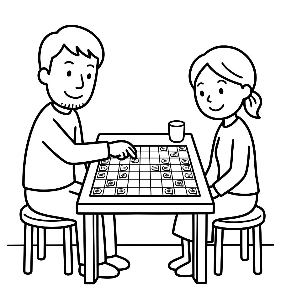 将棋 単純 ぬりえ