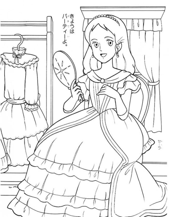 小公女セーラ 簡単 ぬりえ