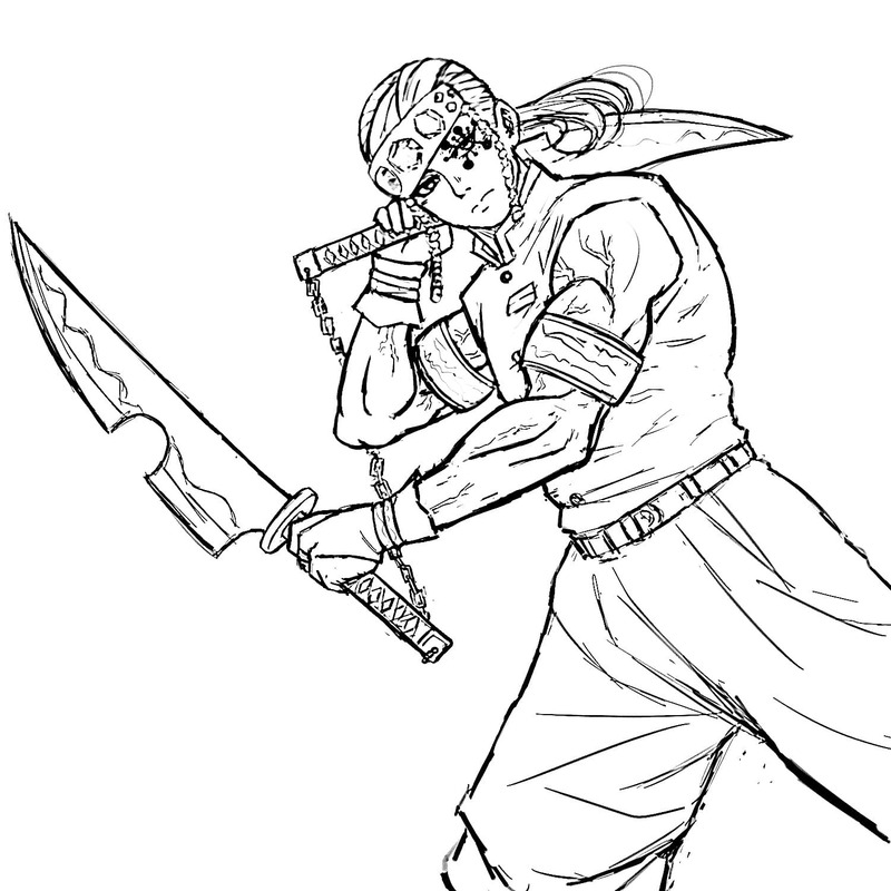 宇髄天元 1 ぬりえ