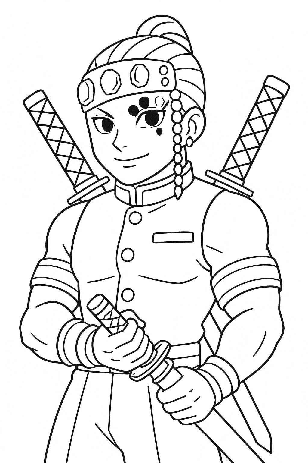 宇髄天元 4 ぬりえ