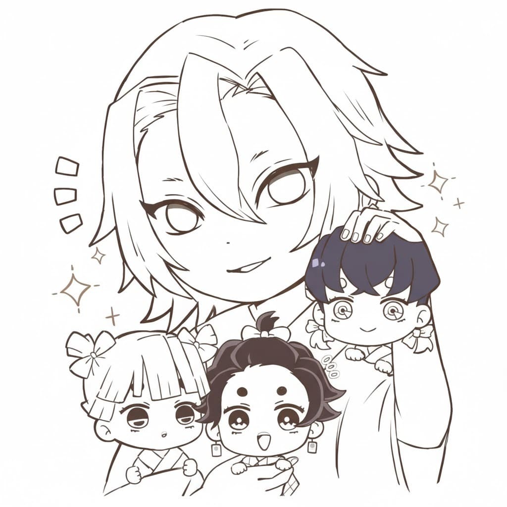 宇髄天元 簡単 ぬりえ