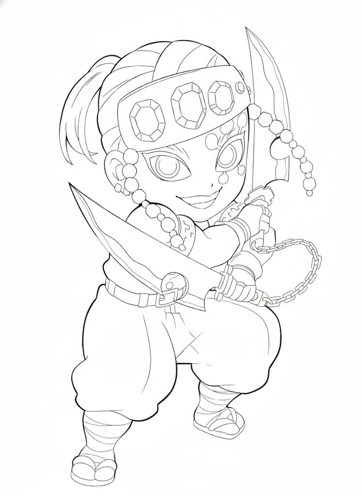 宇髄天元 無料で印刷可能 ぬりえ