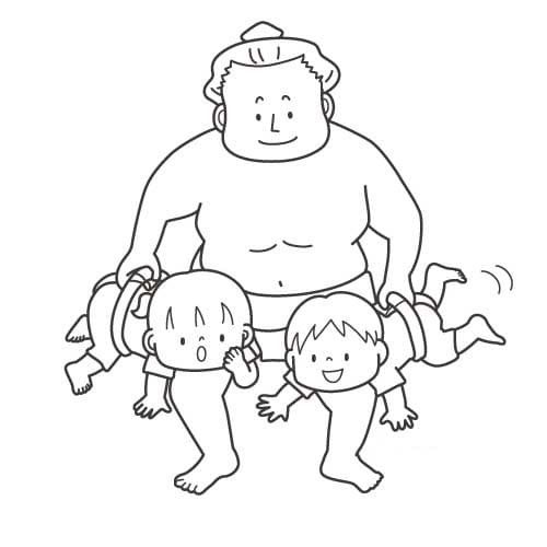 すもう 画像の基本 ぬりえ