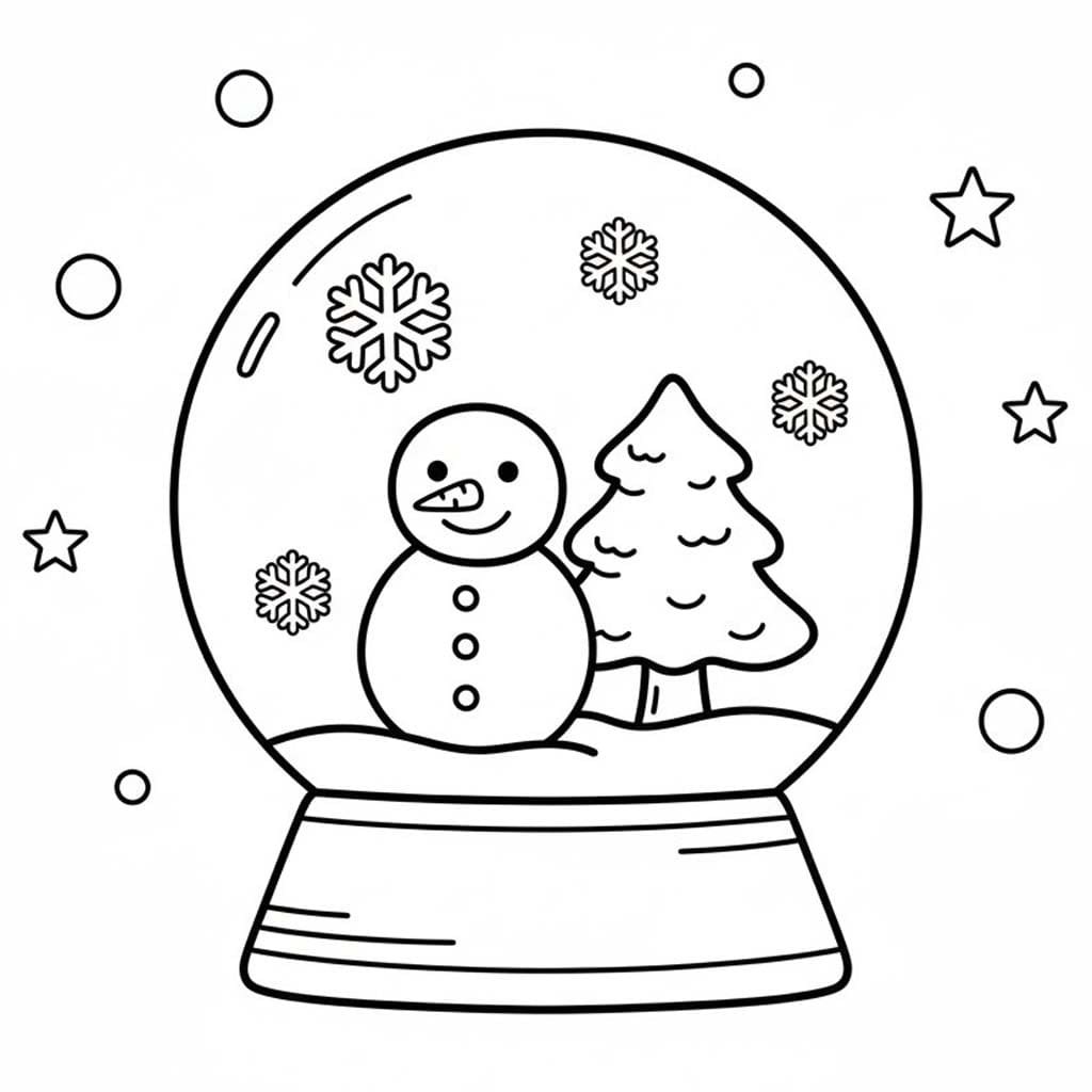 スノーグローブ 描く ぬりえ