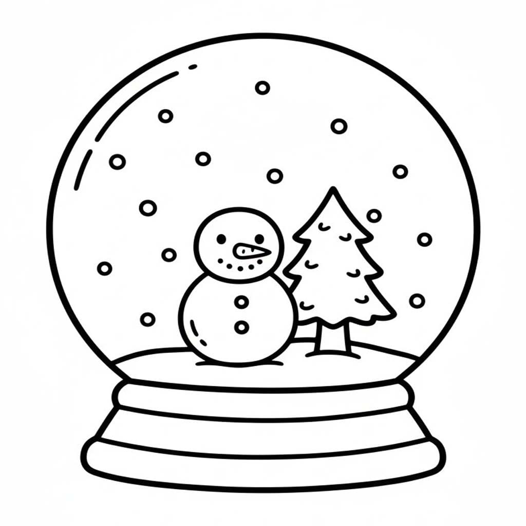 スノーグローブ 無料で印刷可能 ぬりえ