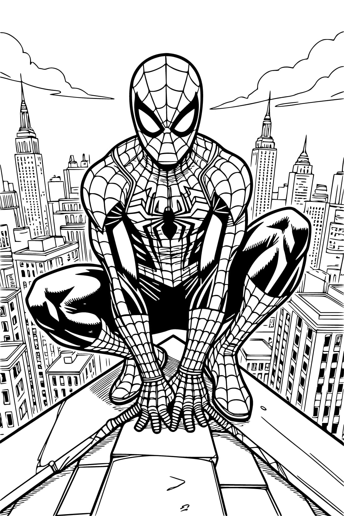 スパイダーマン 描く ぬりえ