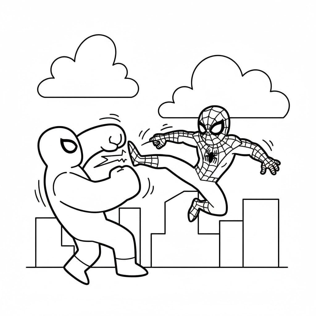 スパイダーマン 簡単 ぬりえ