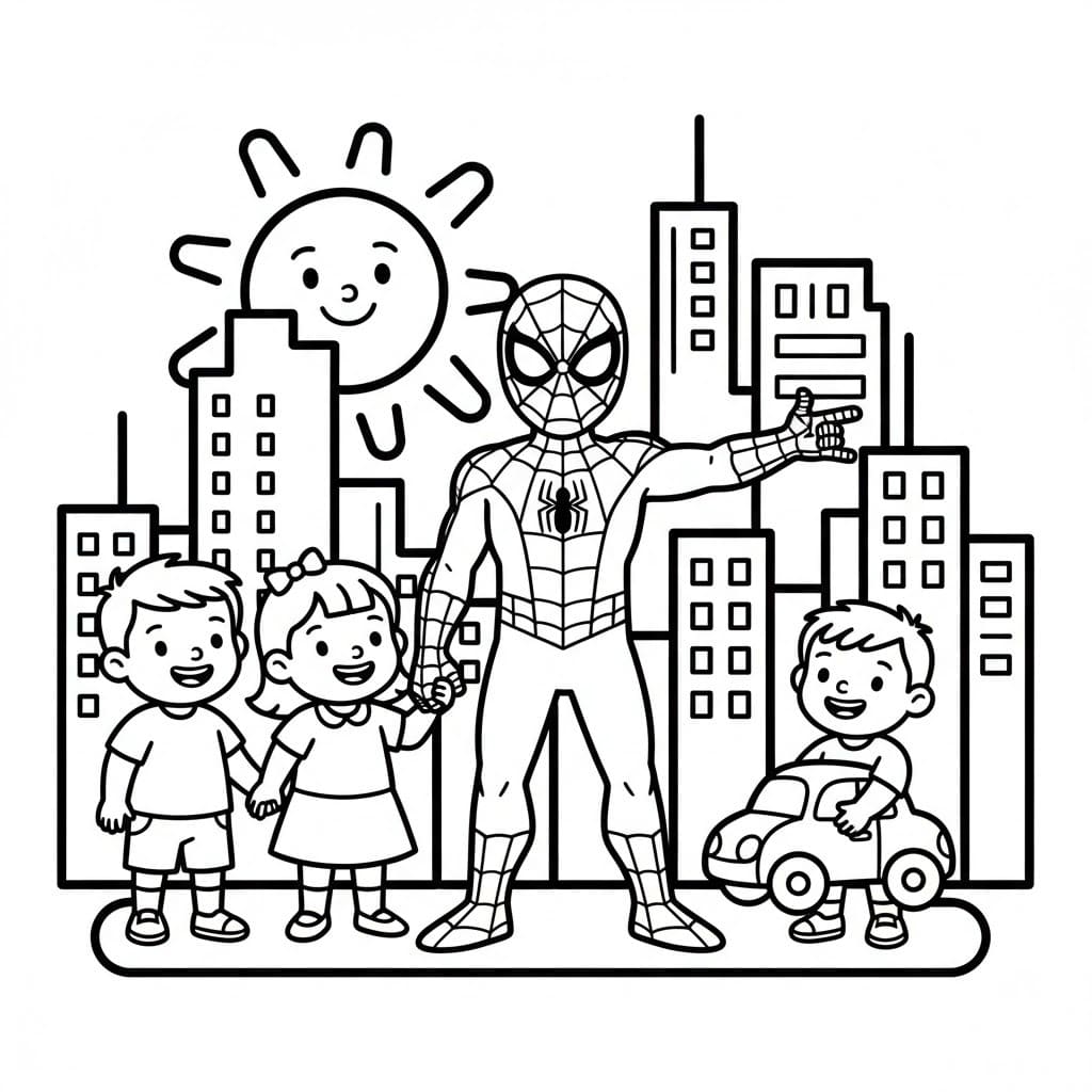 スパイダーマン 基本的な ぬりえ