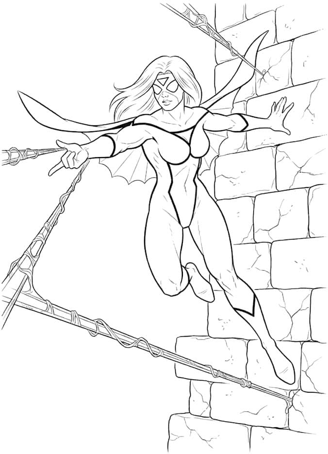 スパイダーウーマン 描画 ぬりえ