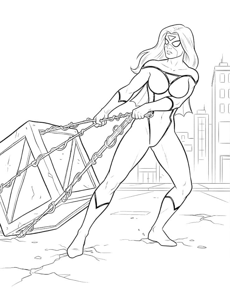 スパイダーウーマン 基本的な ぬりえ