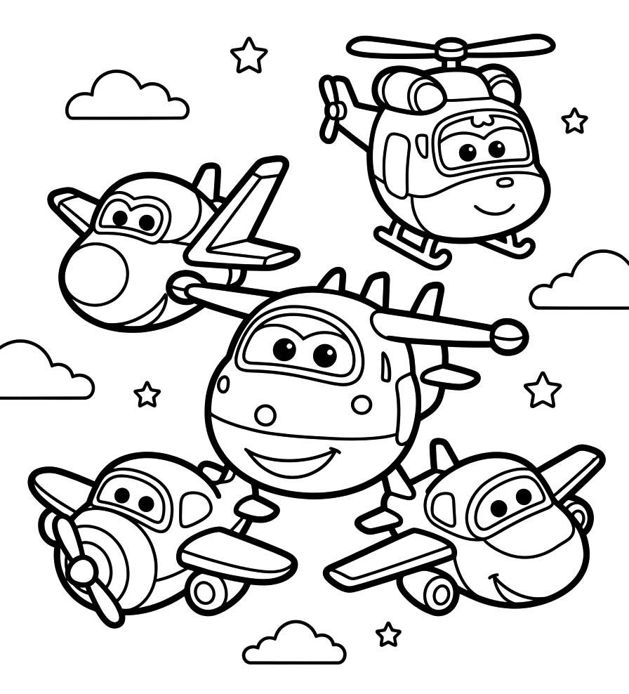 スーパーウィングス 無料で ぬりえ