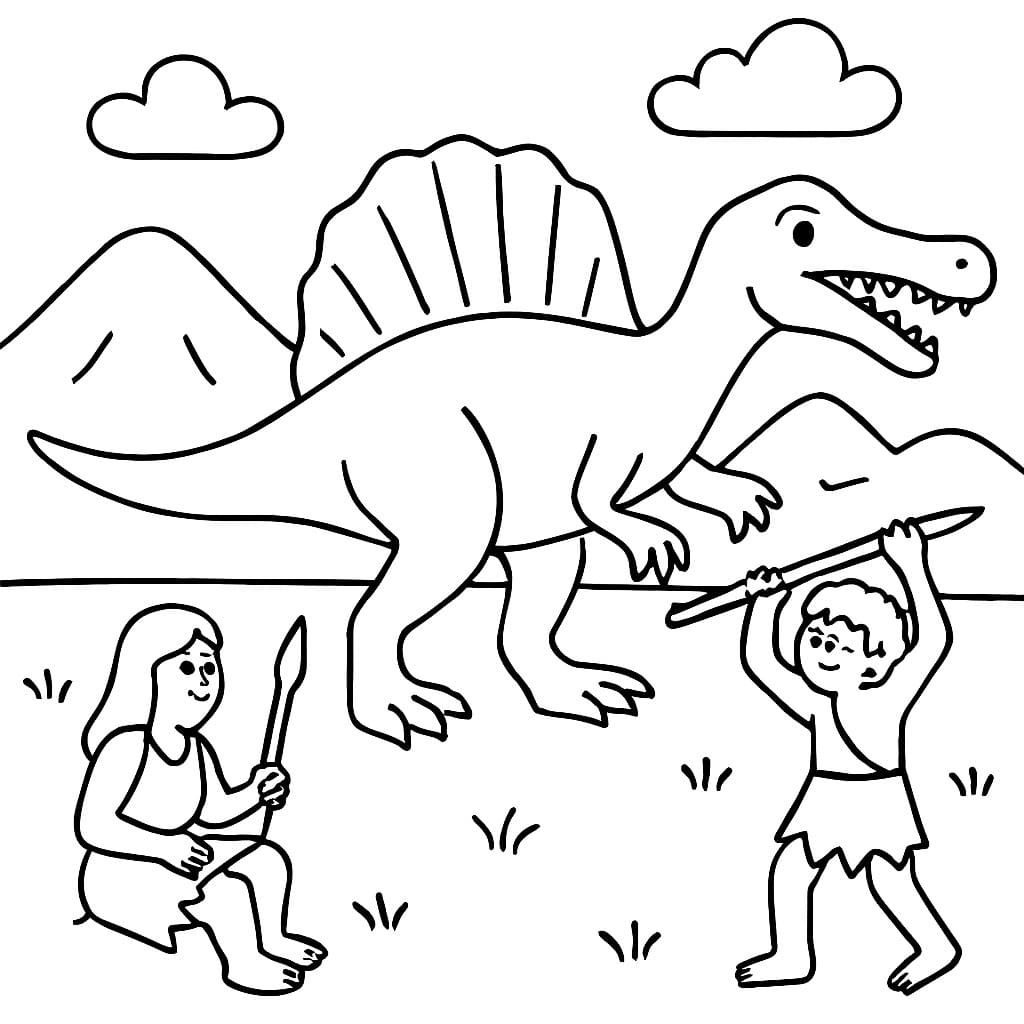 スピノサウルス 印刷可能 ぬりえ