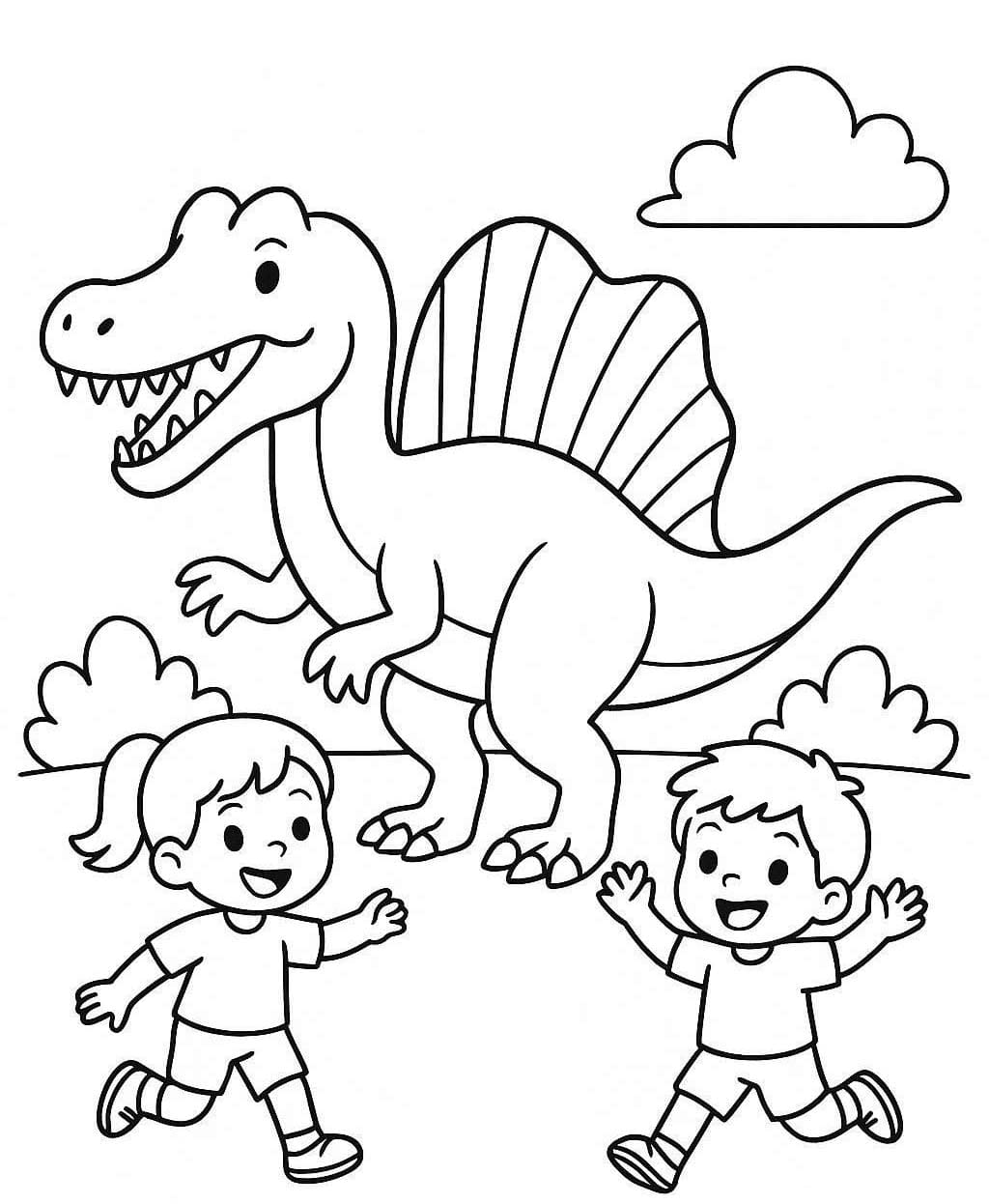 スピノサウルス 無料で印刷可能 ぬりえ