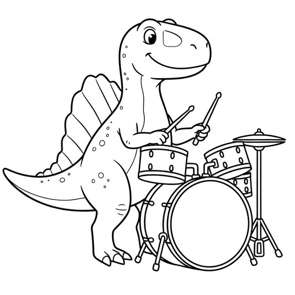 スピノサウルス 単純 ぬりえ