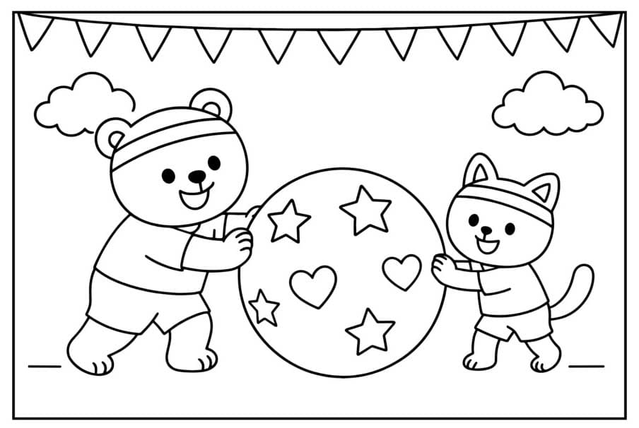 スポーツの日 4 ぬりえ