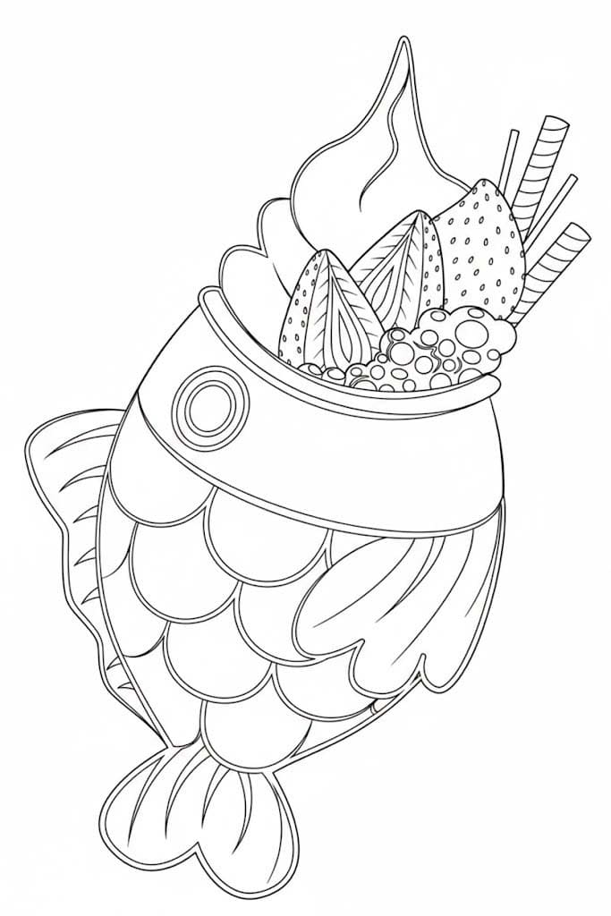 たい焼き 印刷可能 ぬりえ