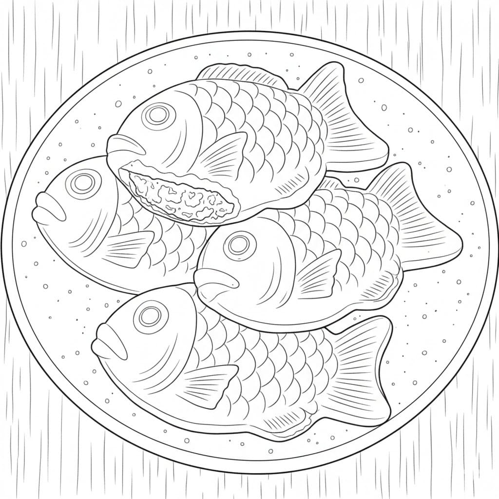 たい焼き 無料で ぬりえ