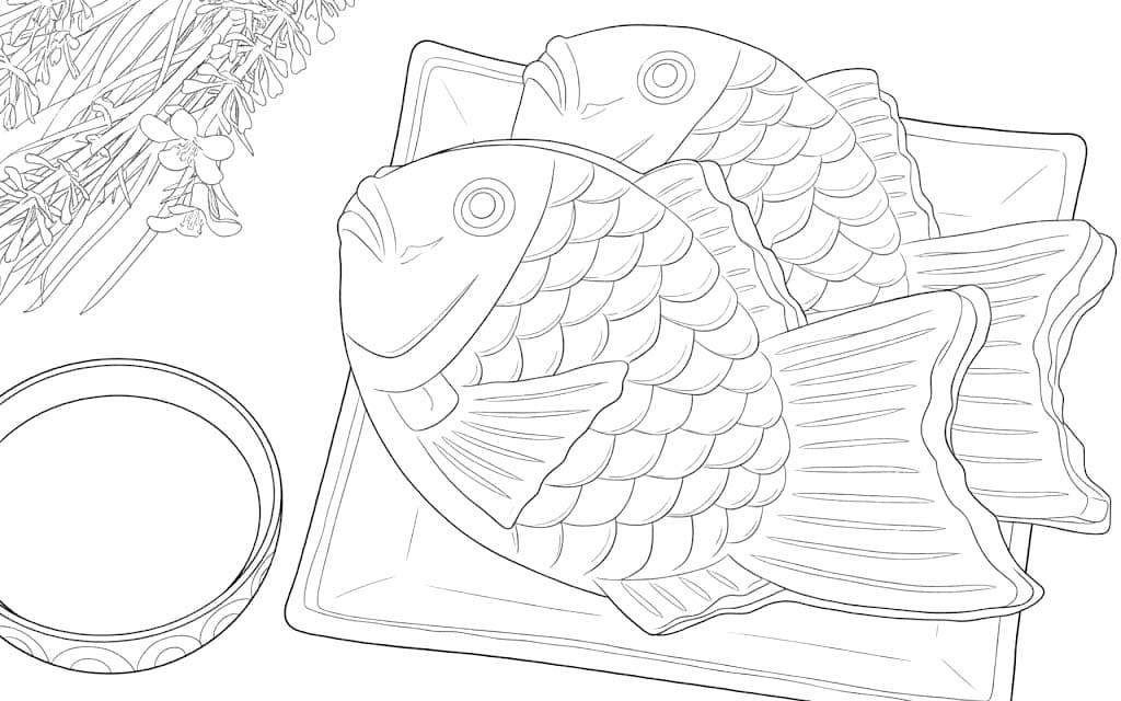 たい焼き 無料 ぬりえ