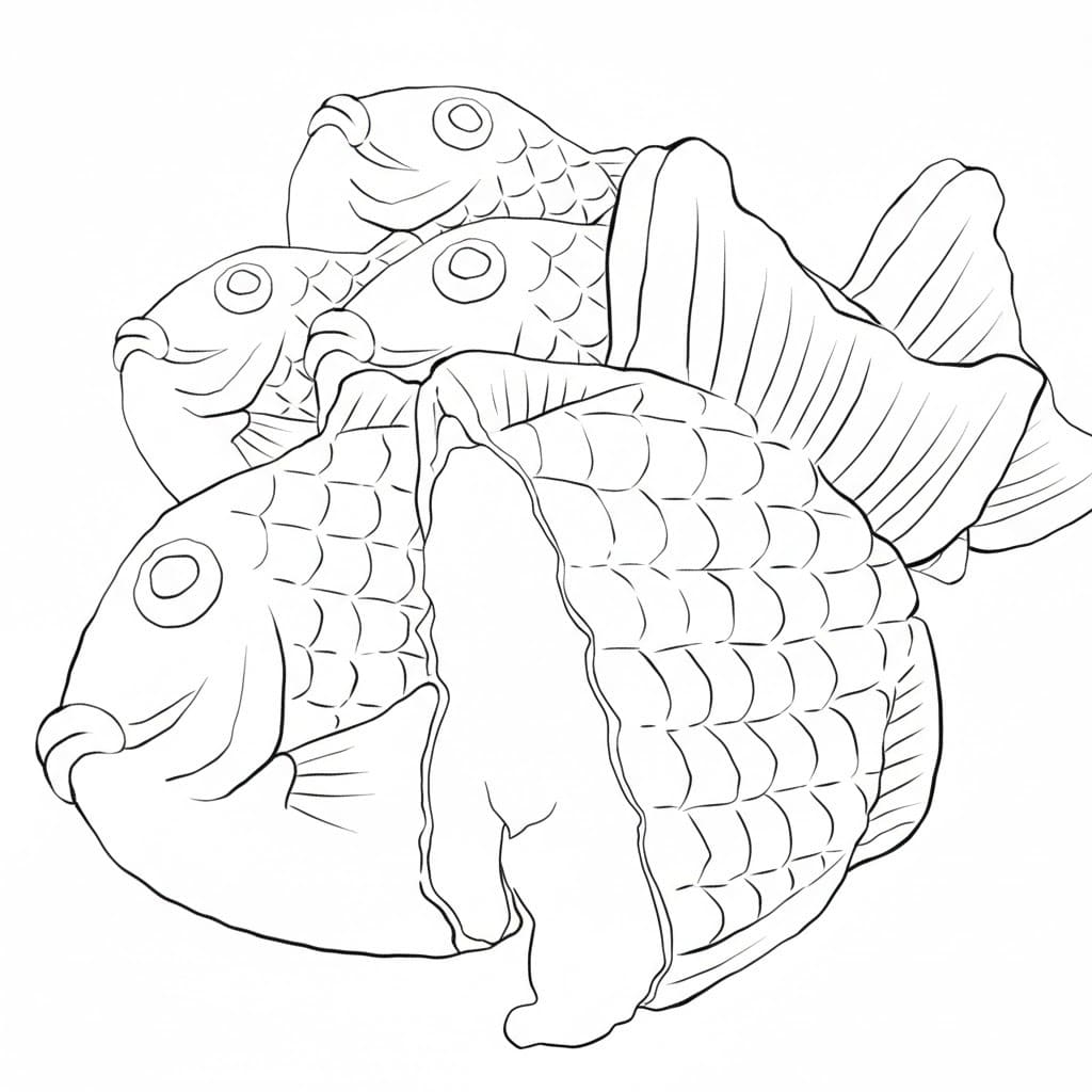 たい焼き 単純 ぬりえ