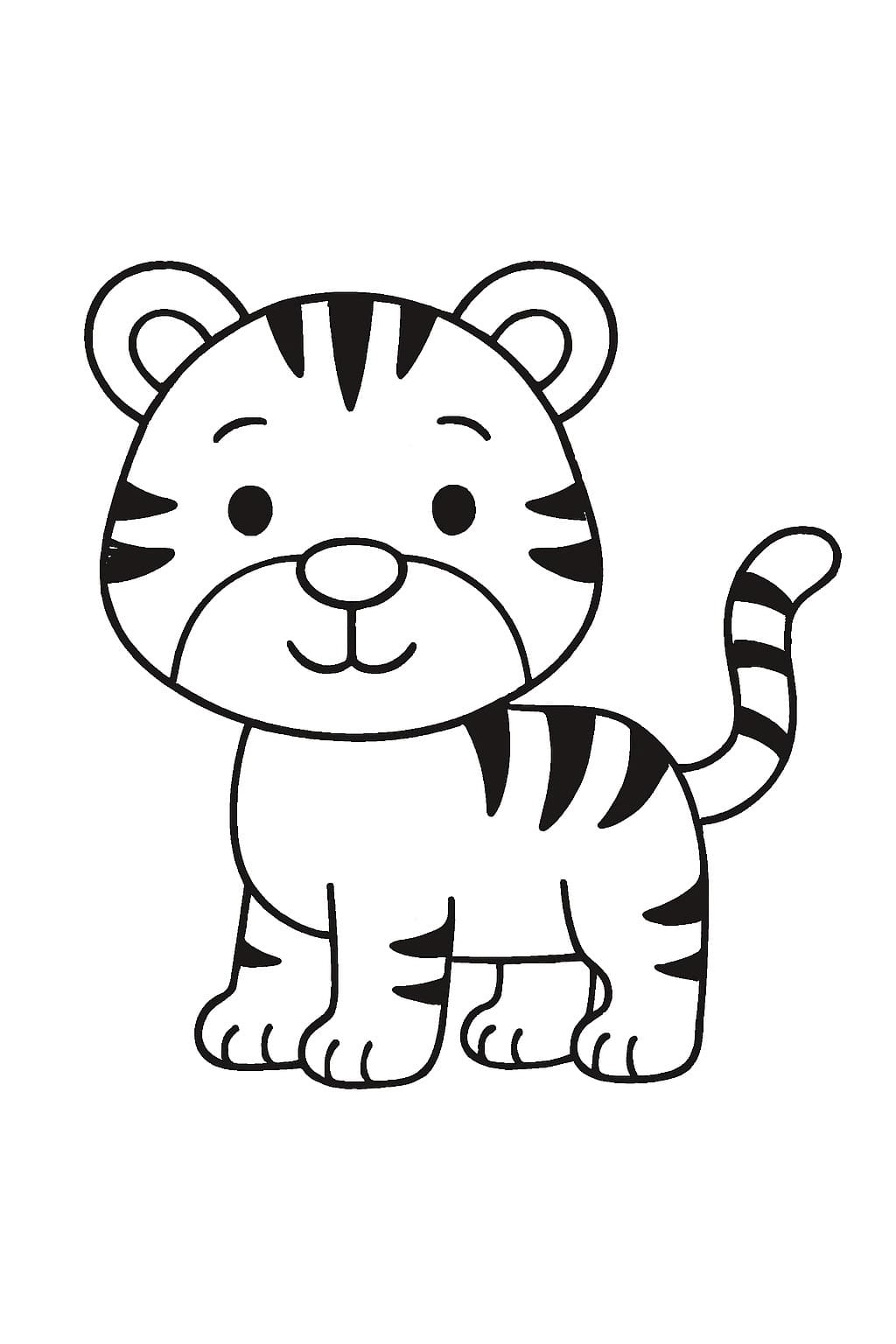 タイガー 基本的な ぬりえ