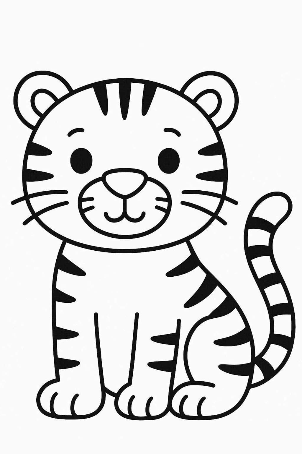 タイガー 単純 ぬりえ