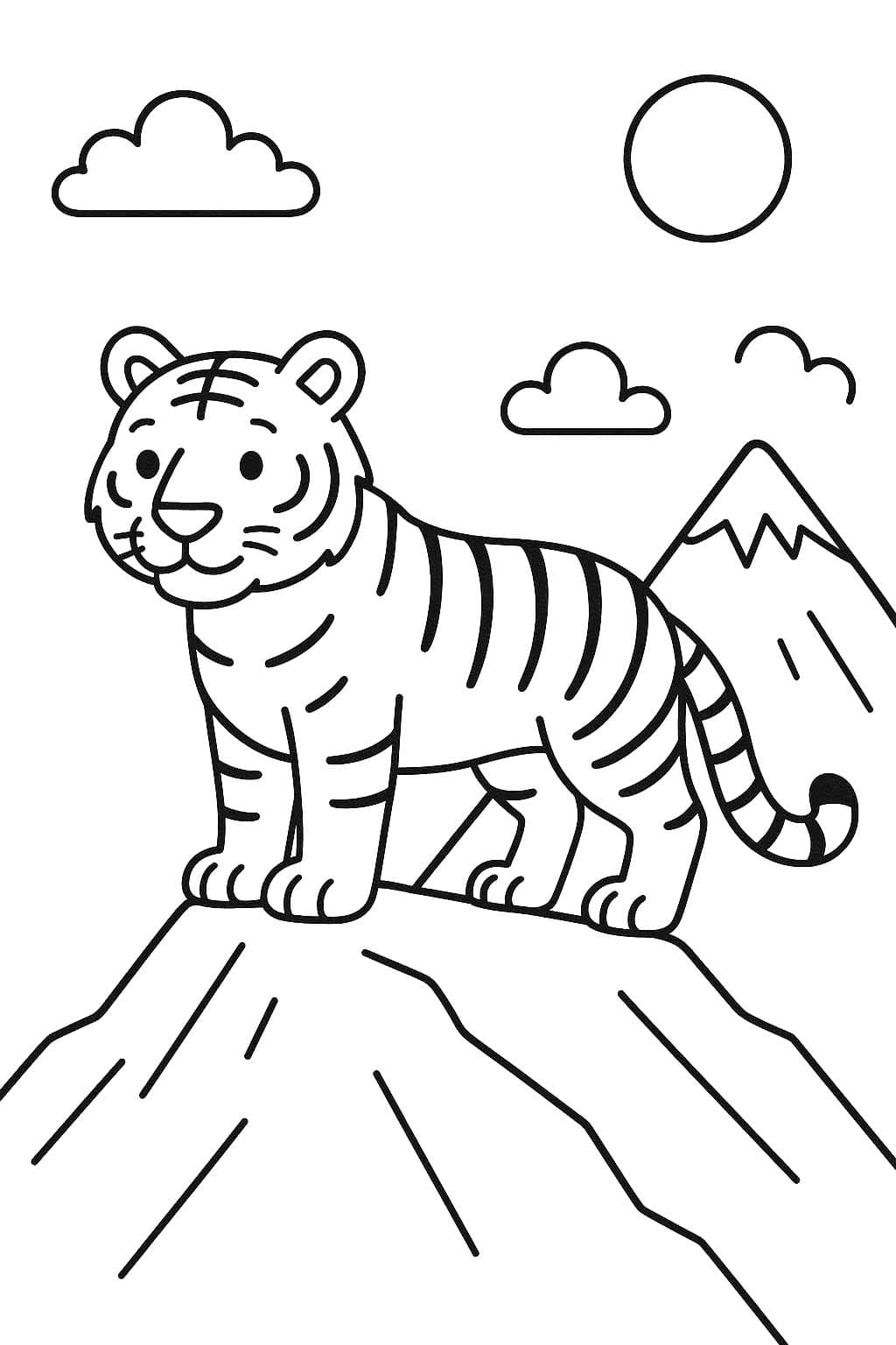 タイガー 山の上 ぬりえ