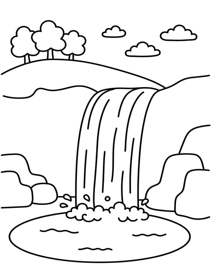 滝 描画 ぬりえ