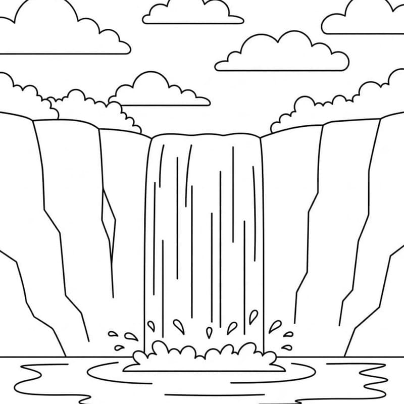 滝 画像 ぬりえ
