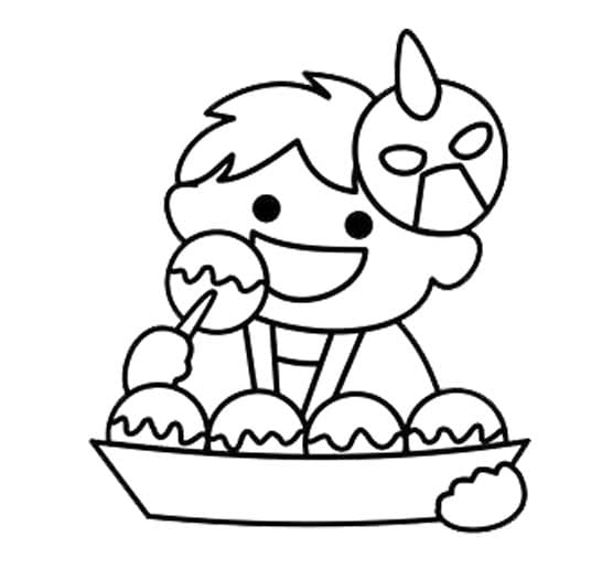 たこ焼き 1 ぬりえ