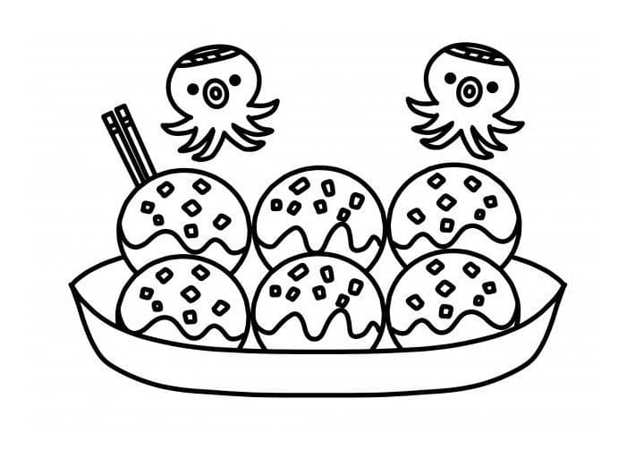 たこ焼き 2 ぬりえ