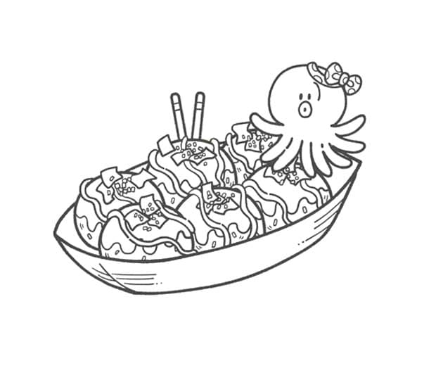 たこ焼き 3 ぬりえ