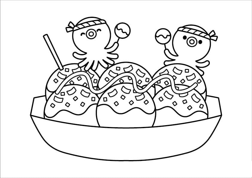 たこ焼き 印刷可能な描画 ぬりえ