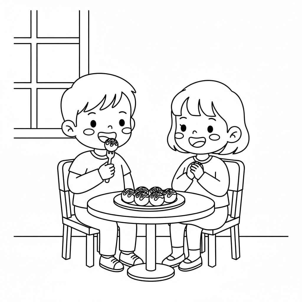 たこ焼き 印刷 ぬりえ