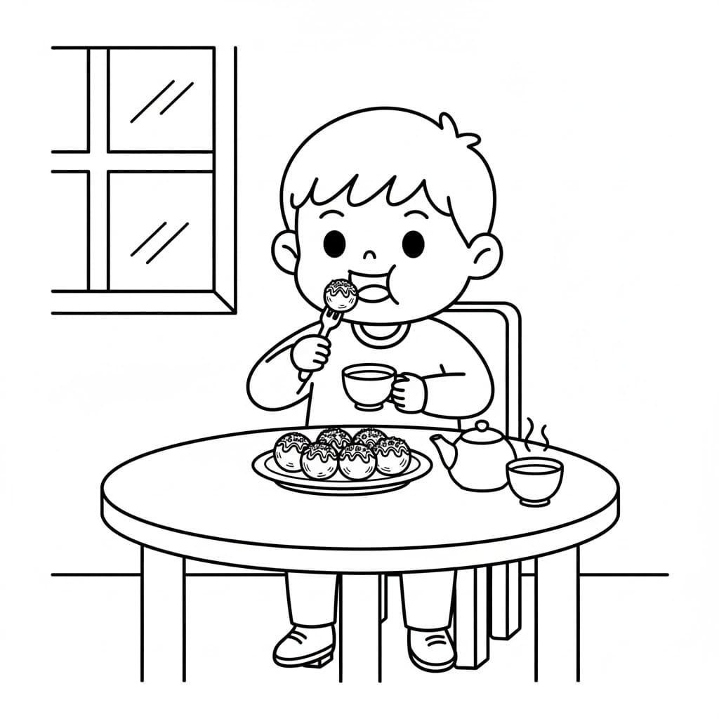 たこ焼き 簡単 ぬりえ