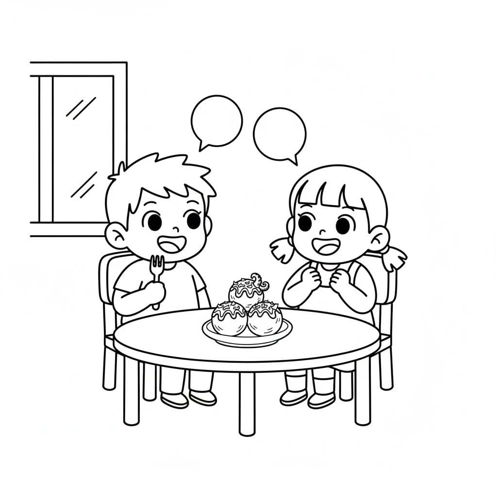 たこ焼き 無料で印刷可能 ぬりえ
