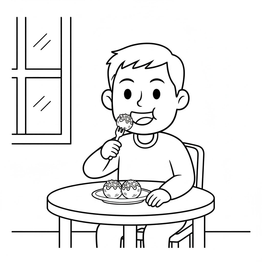 たこ焼き 単純 ぬりえ