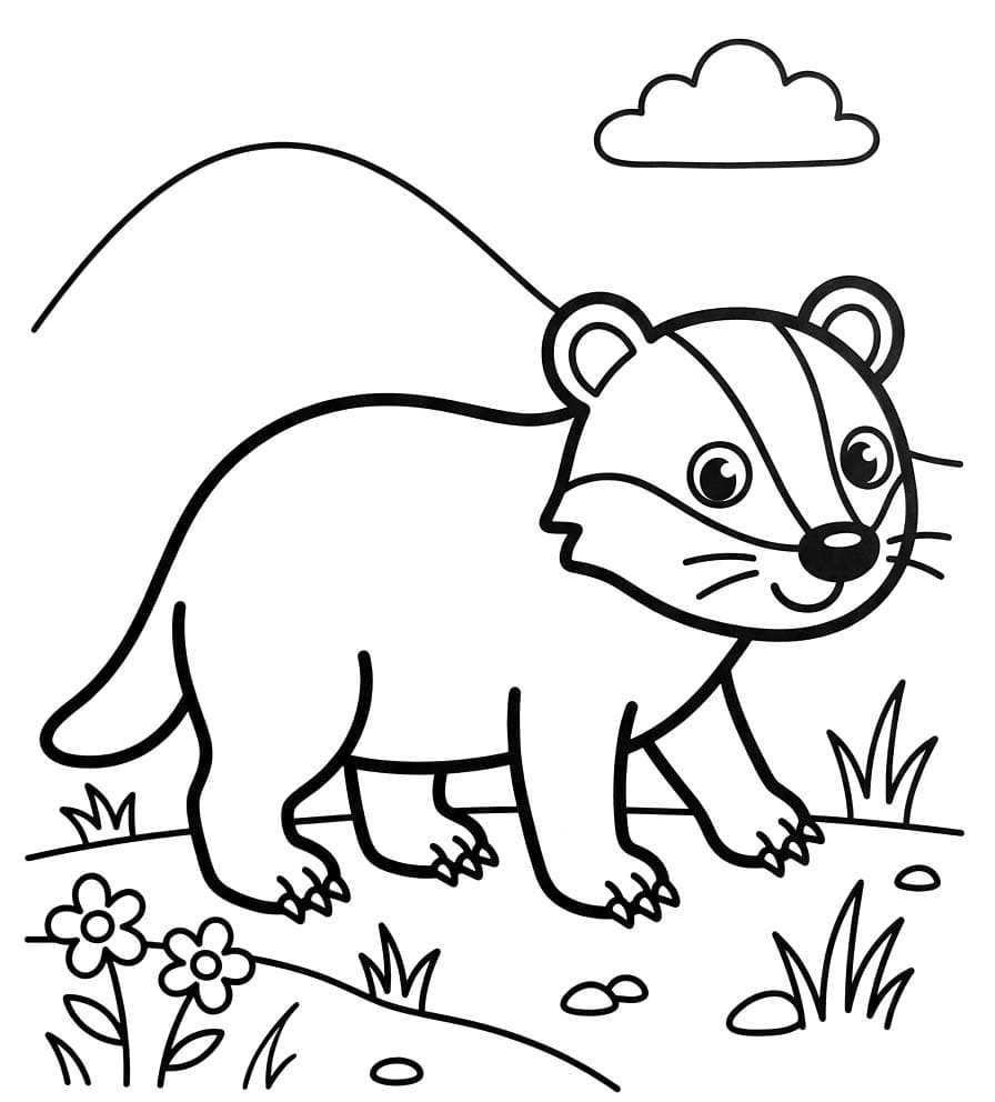 単純 アナグマ 描く ぬりえ