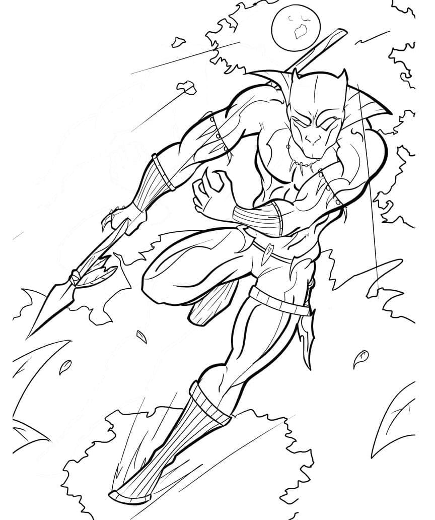 単純 ブラックパンサー ぬりえ