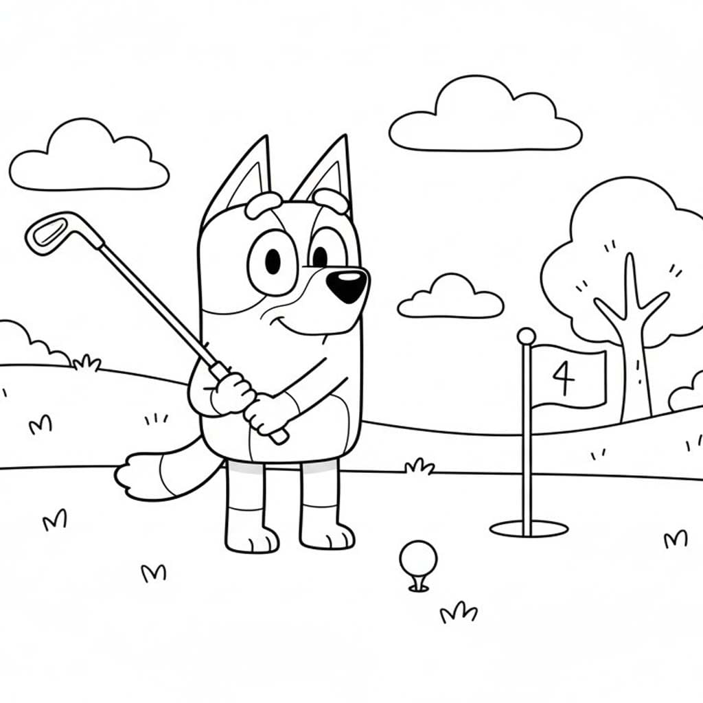 単純 ブルーイ 描く ぬりえ