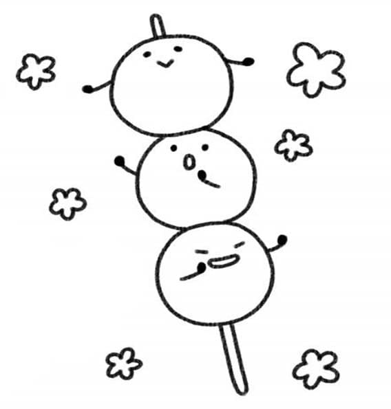 単純 団子 描く ぬりえ