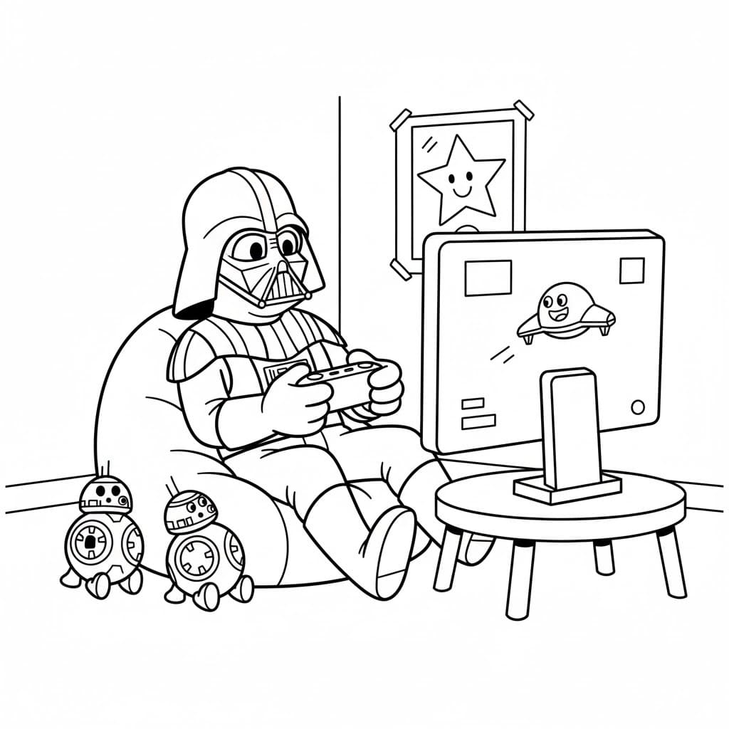 単純 ダース・ベイダー 描く ぬりえ