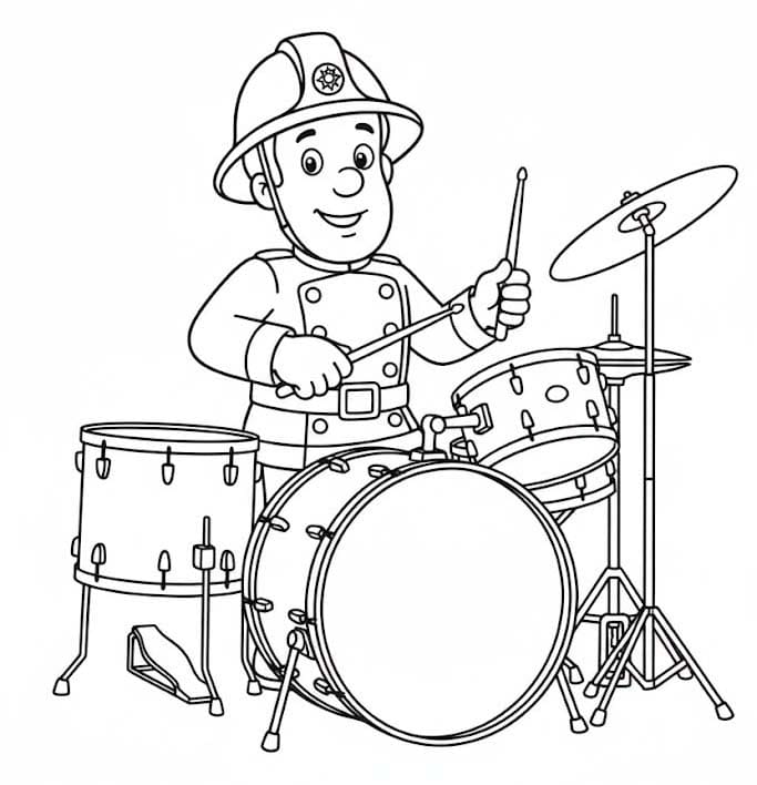 単純 ファイヤーマンサム ぬりえ