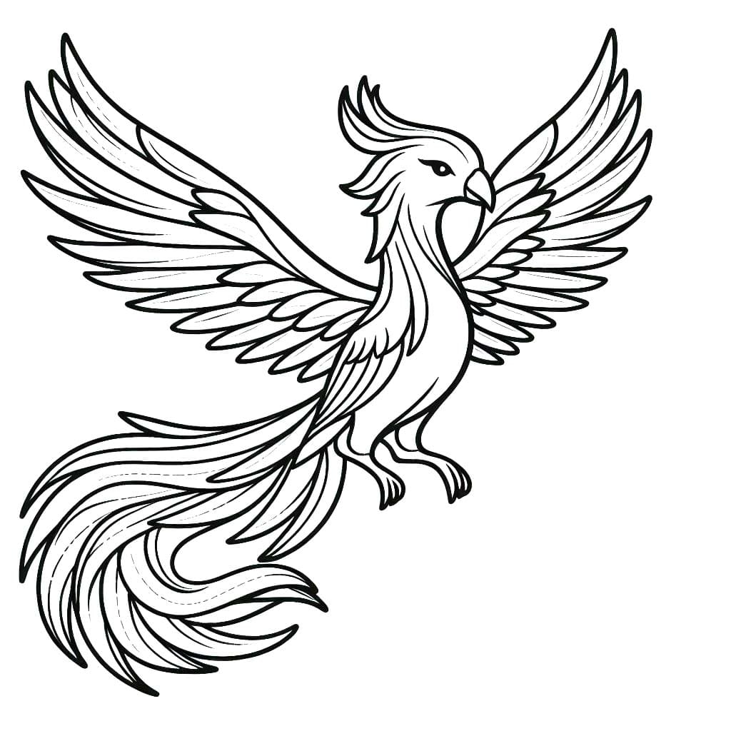 単純 フェニックス 描く ぬりえ