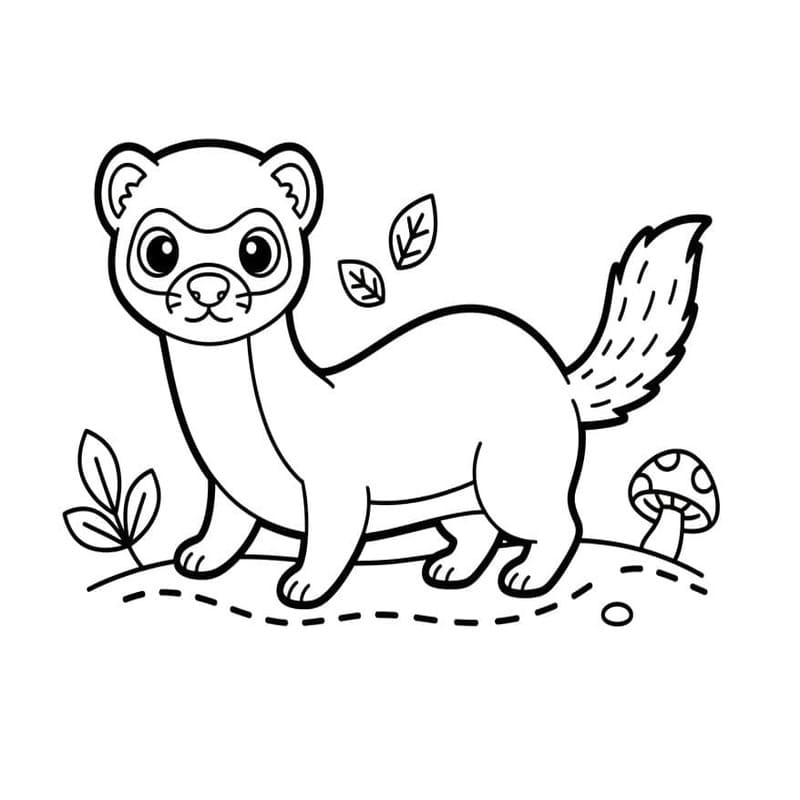 単純 フェレット 描く ぬりえ