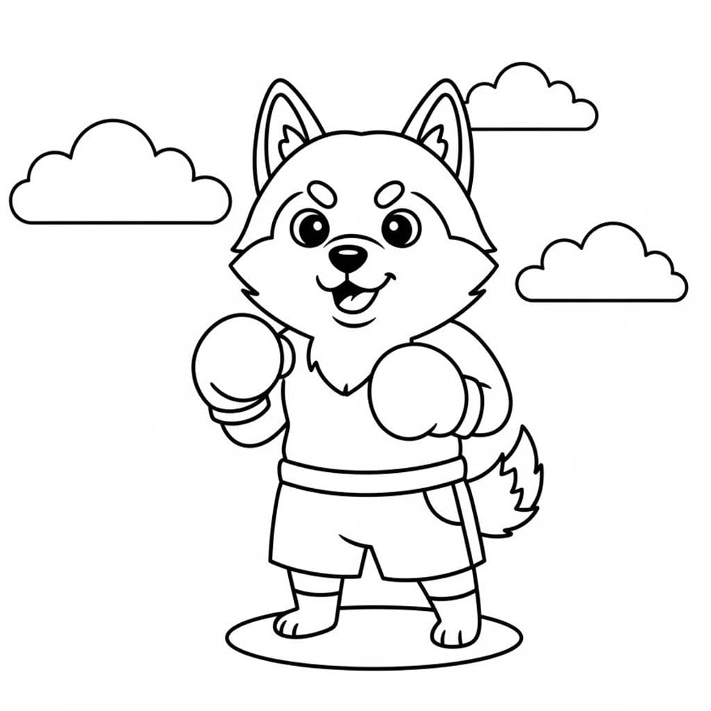 単純 ハスキー 描く ぬりえ