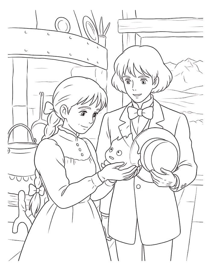 単純 ハウルの動く城 描く ぬりえ